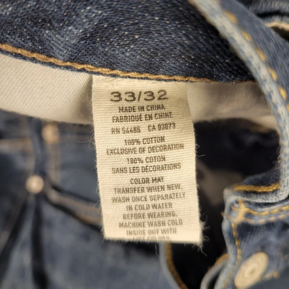 American Eagle Jeans Mens 33x32 Blue Relaxed Straight Mid Rise Dark Wash